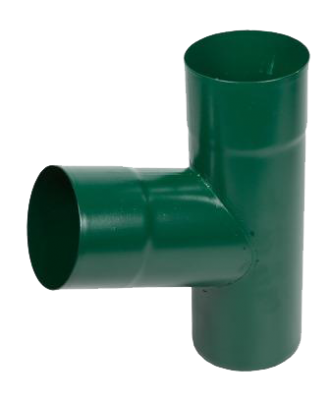 Детальное фото тройник трубы, сталь, d-90 мм, зеленый, aquasystem